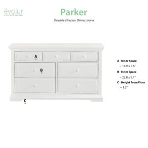 Evolur Parker Double Dresser, Winter White, 54x20.3x32 Inch (Pack of 1)