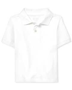 the children's place baby boys and toddler short sleeve pique school uniform polo shirt, white single, 5t us