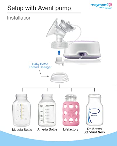 Maymom Baby Bottle Thread Changer or Bottle Converter; Compatible with Spectra S1 S2 Pumps Wide Mouth Flanges to use Medela Bottles, Ameda Bottles, Lifefactory Bottles, Dr. Brown Narrow Neck Bottles