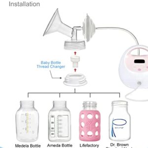 Maymom Baby Bottle Thread Changer or Bottle Converter; Compatible with Spectra S1 S2 Pumps Wide Mouth Flanges to use Medela Bottles, Ameda Bottles, Lifefactory Bottles, Dr. Brown Narrow Neck Bottles