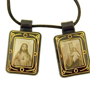 Religious Gifts Moulded Scapular with Sacred Heart and Our Lady Mt Carmel Panels, 14 Inch, Pack of 12