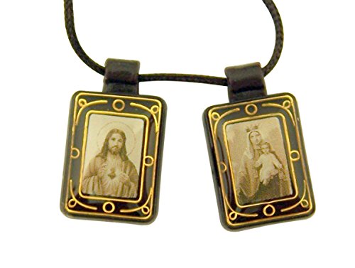 Religious Gifts Moulded Scapular with Sacred Heart and Our Lady Mt Carmel Panels, 14 Inch, Pack of 12