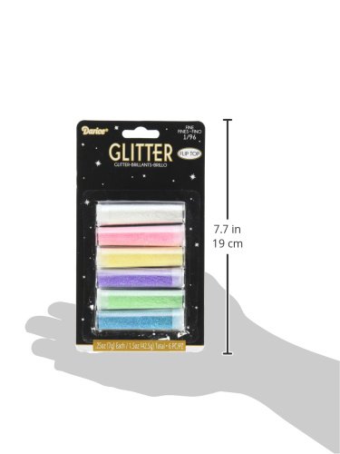 Darice, 6 Piece, Pastel Color Fine Glitter, Assorted