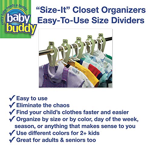 Size-It Closet Organizers By Baby Buddy - Baby Clothes Closet Dividers – Nursery Clothing Organization For Babies And Kids, Newborn Up To Size 8, Clothes Divider For Closet, Gray, 5 Count