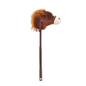 linzy plush 36'' riding stick, adjustable telescopic stick, adjust to 3 different sizes, kids of different ages, dark brown (a-20216db)