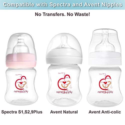 Nenesupply 9oz Wide Neck Breast Pump Bottles Use as Bottles for Pumping with Spectra S1 Spectra S2 9 Plus Breast Pumps. Pump Bottles for Spectra Pump. Breastmilk Storage and Collection Bottles