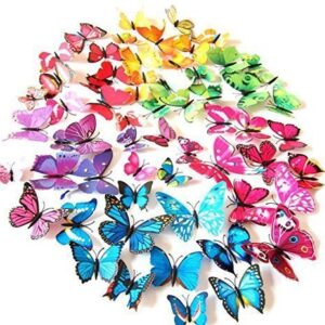 LiveGallery 72 PCS 6 Colors Removable 3D DIY Beautiful Butterfly Wall Decals Colorful Butterflies Art Decor Wall Stickers Murals for Kids Baby Boy Girls Bedroom Classroom Offices TV Background