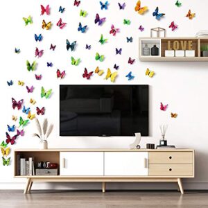 LiveGallery 72 PCS 6 Colors Removable 3D DIY Beautiful Butterfly Wall Decals Colorful Butterflies Art Decor Wall Stickers Murals for Kids Baby Boy Girls Bedroom Classroom Offices TV Background