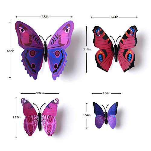 LiveGallery 72 PCS 6 Colors Removable 3D DIY Beautiful Butterfly Wall Decals Colorful Butterflies Art Decor Wall Stickers Murals for Kids Baby Boy Girls Bedroom Classroom Offices TV Background