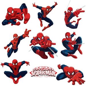 spiderman sticker pack for kids room wall decor | peel and stick wall decal for ultimate spider-man party decoration by dekosh