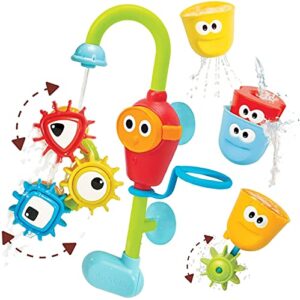 yookidoo bath toys (for toddlers 1-3) - spin n sort spout pro - 3 stackable cups, hose and spout, spinning suction cups for kids bathtime fun