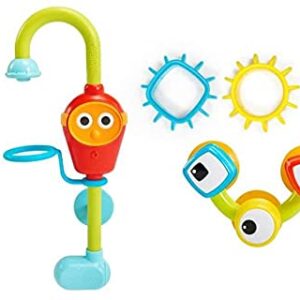 Yookidoo Bath Toys (For Toddlers 1-3) - Spin N Sort Spout Pro - 3 Stackable Cups, Hose and Spout, Spinning Suction Cups For Kids Bathtime Fun