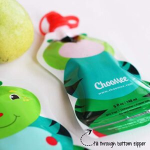 ChooMee Reusable Baby Food Storage Pouches, 5 oz | Ideal for Baby Food, Smoothies and Purees | Secure Double Lock Zipper, Wide Bottom, BPA Free | SnakPack FreshSquad 8 CT