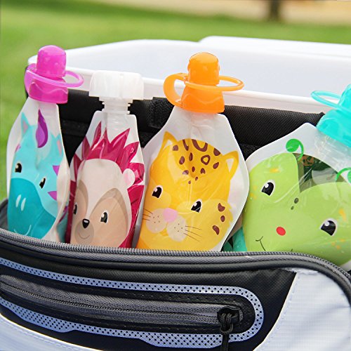 ChooMee Reusable Baby Food Storage Pouches, 5 oz | Ideal for Baby Food, Smoothies and Purees | Secure Double Lock Zipper, Wide Bottom, BPA Free | SnakPack FreshSquad 8 CT