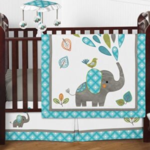 Sweet Jojo Designs Baby/Kids Clothes Laundry Hamper for Turquoise Blue Gray and White Mod Elephant Girl or Boy Bedding