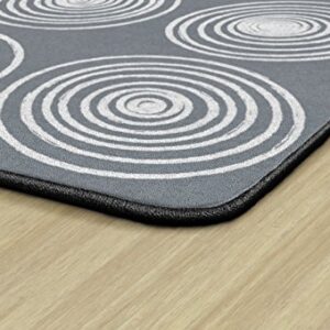 Flagship Carpets Circles Abstract Educational Area Rug for Kids Room Seating Décor, Children's Classroom, Play Carpet for Teaching and Playroom, Seats 24, 7'6" x 12', White & Grey