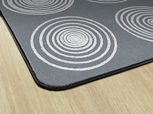 Flagship Carpets Circles Abstract Educational Area Rug for Kids Room Seating Décor, Children's Classroom, Play Carpet for Teaching and Playroom, Seats 24, 7'6" x 12', White & Grey