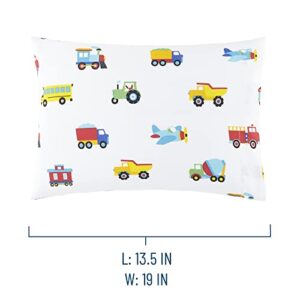 Wildkin 100% Cotton Hypoallergenic Toddler Pillow Case for Boys & Girls, Measures 19 x 13.5 Inches Kids Pillowcase, Pillow Cover Fits a Toddler Sized Pillow (Trains, Planes, and Trucks)