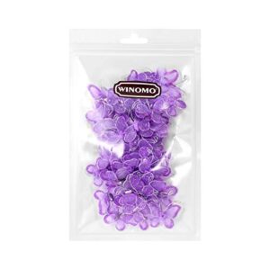 WINOMO Organza Butterflies, 50Pcs Sheer Mesh Wire Glitter Wedding Decorative Butterflies Decors Craft Sheer Mesh Wire Glitter Butterfly with Gem (Purple)