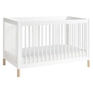 babyletto gelato 4-in-1 convertible crib with toddler bed conversion in white and washed natural, greenguard gold certified