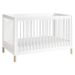 Babyletto Gelato 4-in-1 Convertible Crib with Toddler Bed Conversion in White and Washed Natural, Greenguard Gold Certified