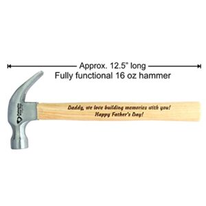 Personalized Laser Engraved Wood Handle Hammer, Valentines Gifts, Gifts for Men, 5th Anniversary Gifts for Him, Anniversary Gifts for Men