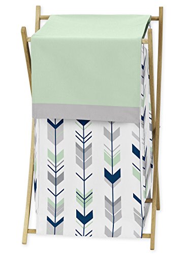 Sweet Jojo Designs Baby/Kids Clothes Laundry Hamper for Grey, Navy Blue and Mint Woodland Arrow Girl or Boy Bedding Sets