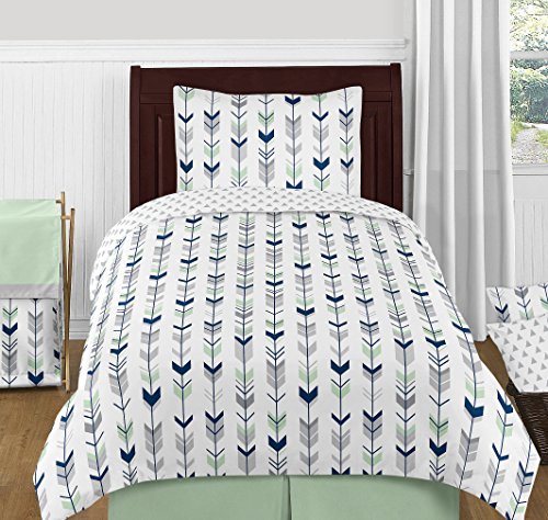 Sweet Jojo Designs Baby/Kids Clothes Laundry Hamper for Grey, Navy Blue and Mint Woodland Arrow Girl or Boy Bedding Sets