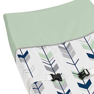 Sweet Jojo Designs Grey, Navy Blue and Mint Woodland Arrow Boy Girl Baby Changing Pad Cover