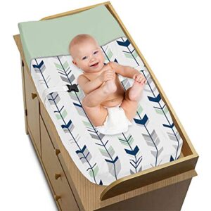 Sweet Jojo Designs Grey, Navy Blue and Mint Woodland Arrow Boy Girl Baby Changing Pad Cover