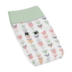 sweet jojo designs grey, coral and mint woodland arrow baby girls changing pad cover