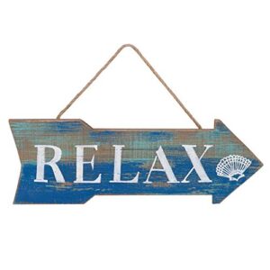 beachcombers relax arrow coastal plaque sign wall hanging decor decoration for the beach 9.5" x 0.5" x 16 multi