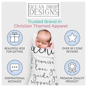 Ocean Drop 100% Cotton Muslin Swaddle Baby Blanket – ‘Godchild’ Quote with Gift Box for Baptism, Christening Gift, Godson, Goddaughter, Neutral, Baby Shower – Super Soft, Breathable, Large 47x47”