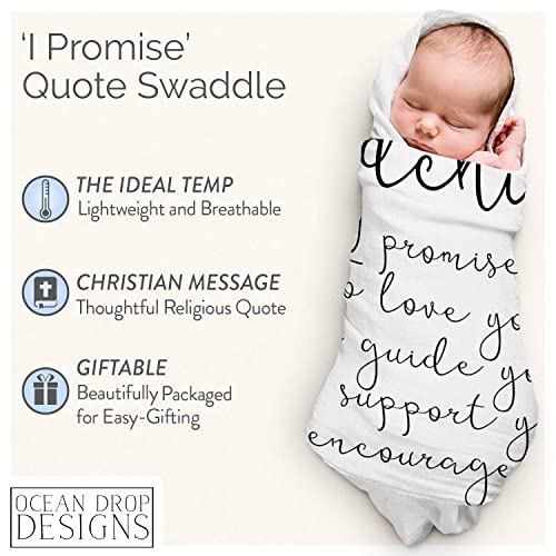 Ocean Drop 100% Cotton Muslin Swaddle Baby Blanket – ‘Godchild’ Quote with Gift Box for Baptism, Christening Gift, Godson, Goddaughter, Neutral, Baby Shower – Super Soft, Breathable, Large 47x47”