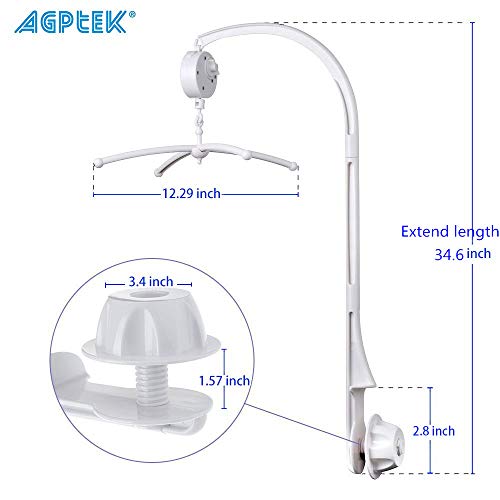 AGPtek Baby Crib Mobile Bed Bell Holder Music Box Holder Arm Bracket Baby Bed Stent Set (Nut Screw) ¨C 2 Sizes for Optional (34.6")