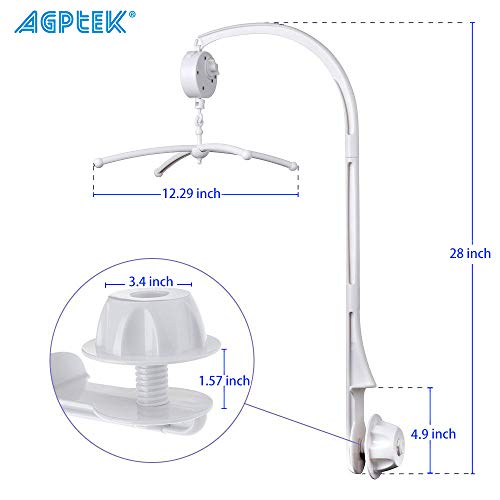 AGPtek 28 inch Baby Crib Mobile Bed Bell Holder Music Box Holder Arm Bracket Baby Bed Stent Set Nut Screw