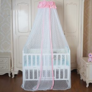 joylife baby net baby toddler bed crib dome canopy netting (pink)