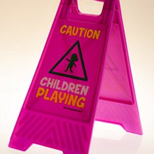 Children Playing Safety Sign for Yards and Driveways (Double-Sided, Purple) - Caution, Children Playing