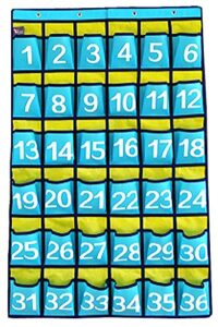 cell phone holder classroom calculator pocket organizer 36 numbered pockets, blue