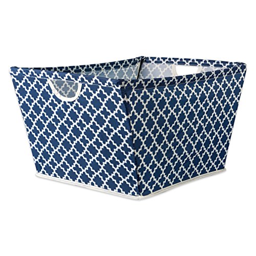 DII Collapsible Polyester Storage Bin, Trapezoid Lattice, Nautical Blue, Medium