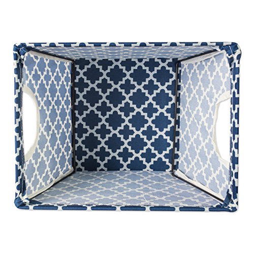 DII Collapsible Polyester Storage Bin, Trapezoid Lattice, Nautical Blue, Medium