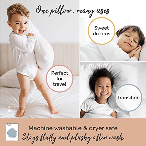 Toddler Pillow with Pillowcase - 13x18 Soft Organic Cotton Toddler Pillow for Sleeping - Washable Baby Nap Pillow - Travel Pillow for Kids - Toddler Sleeping Pillow Toddler Bedding (White)