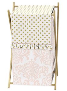 baby/kids clothes laundry hamper for blush pink white damask and gold polka dot amelia girls bedding set