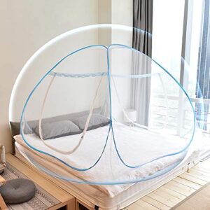 mosquito net pop up with net bottom ultra large bed canopy tent portable with 2 entries folding design bed netting for bedroom, camping, 79 x71x59 inch