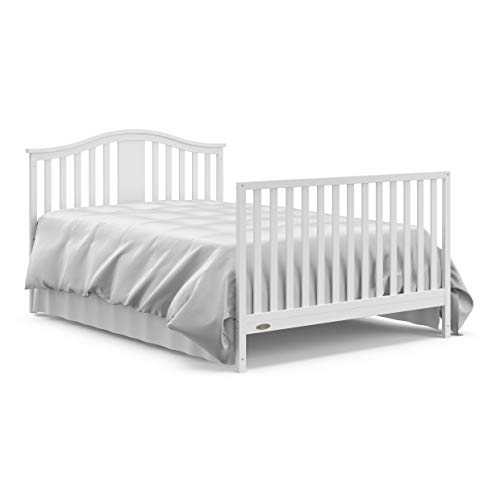 Graco Solano 4-in-1 Convertible Crib with Drawer (White) – GREENGUARD Gold Certified, Crib with Drawer Combo, Includes Full-Size Nursery Storage Drawer, Converts to Toddler Bed and Full-Size Bed