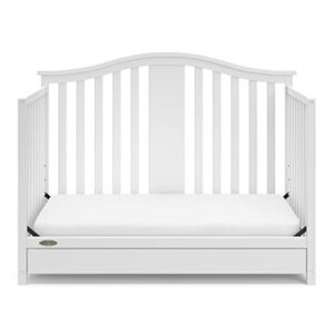 Graco Solano 4-in-1 Convertible Crib with Drawer (White) – GREENGUARD Gold Certified, Crib with Drawer Combo, Includes Full-Size Nursery Storage Drawer, Converts to Toddler Bed and Full-Size Bed