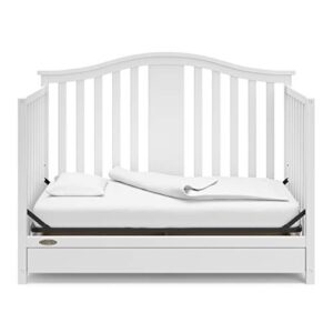 Graco Solano 4-in-1 Convertible Crib with Drawer (White) – GREENGUARD Gold Certified, Crib with Drawer Combo, Includes Full-Size Nursery Storage Drawer, Converts to Toddler Bed and Full-Size Bed