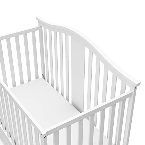 Graco Solano 4-in-1 Convertible Crib with Drawer (White) – GREENGUARD Gold Certified, Crib with Drawer Combo, Includes Full-Size Nursery Storage Drawer, Converts to Toddler Bed and Full-Size Bed