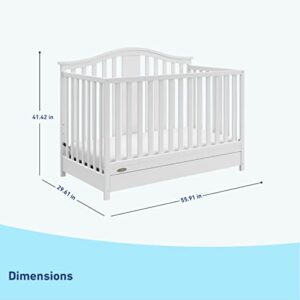 Graco Solano 4-in-1 Convertible Crib with Drawer (White) – GREENGUARD Gold Certified, Crib with Drawer Combo, Includes Full-Size Nursery Storage Drawer, Converts to Toddler Bed and Full-Size Bed