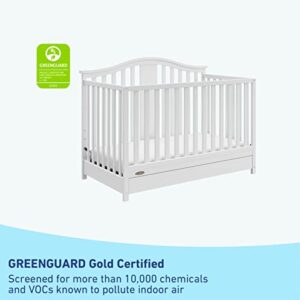 Graco Solano 4-in-1 Convertible Crib with Drawer (White) – GREENGUARD Gold Certified, Crib with Drawer Combo, Includes Full-Size Nursery Storage Drawer, Converts to Toddler Bed and Full-Size Bed